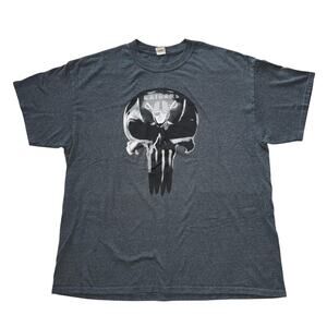 LAS VEGAS RAIDERS PUNISHER SKULL T SHIRT MENS XL GRAY NFL FOOTBALL TEE
